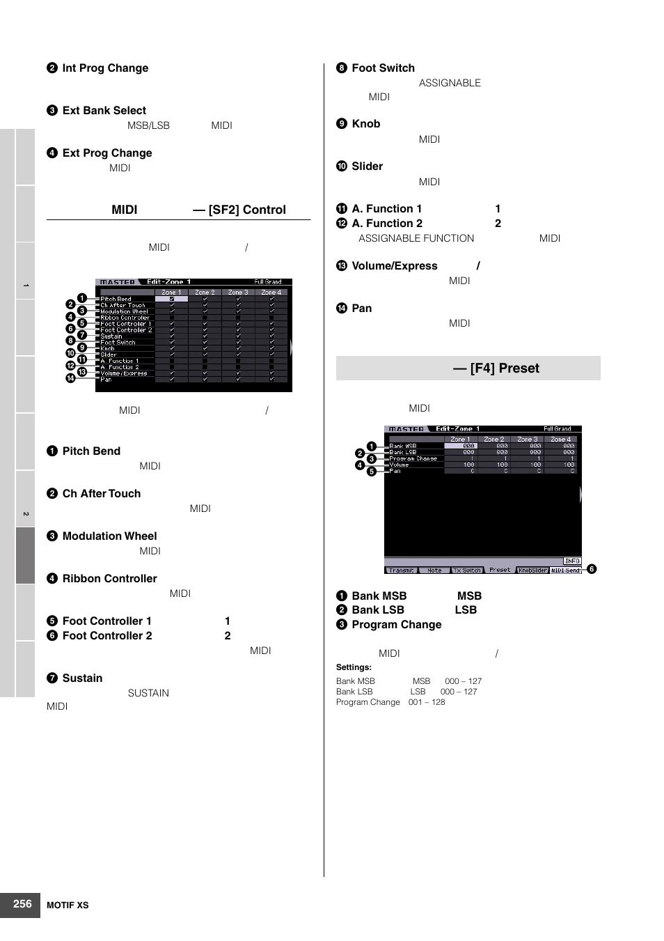 F4] preset | Yamaha MOTIF XS6 User Manual | Page 256 / 320