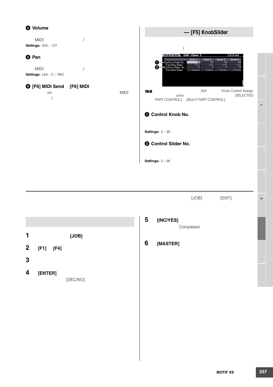 F5] knobslider | Yamaha MOTIF XS6 User Manual | Page 257 / 320