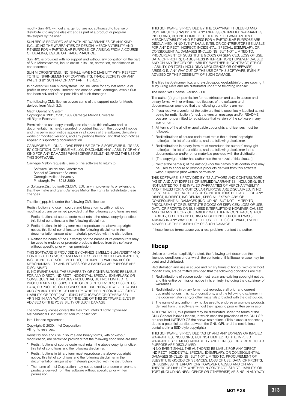 Libcap | Yamaha MOTIF XS6 User Manual | Page 313 / 320