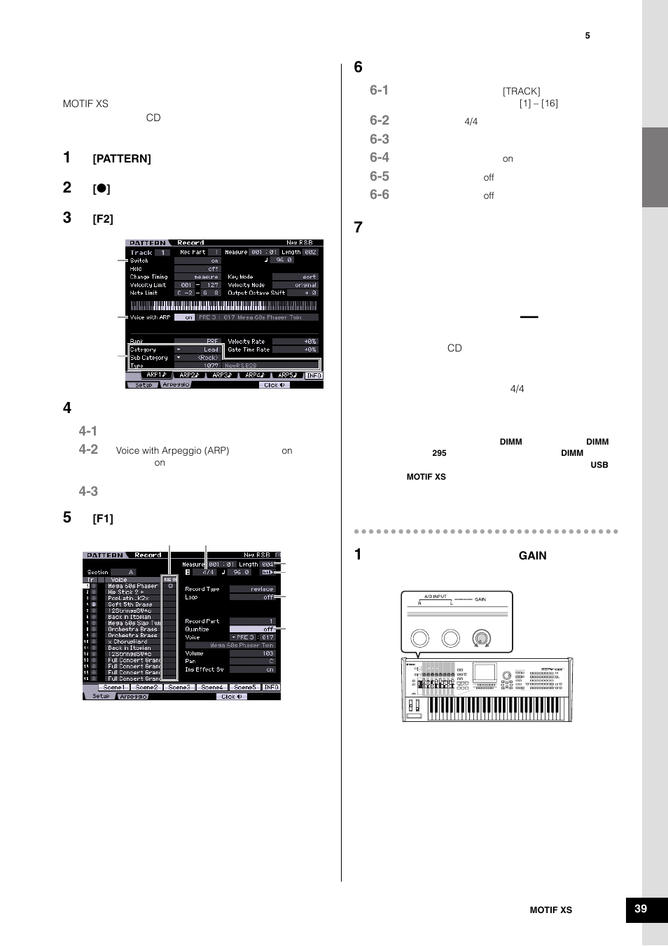 用琶音创建样板, 用音频数据创建样板 -采样 | Yamaha MOTIF XS6 User Manual | Page 39 / 320