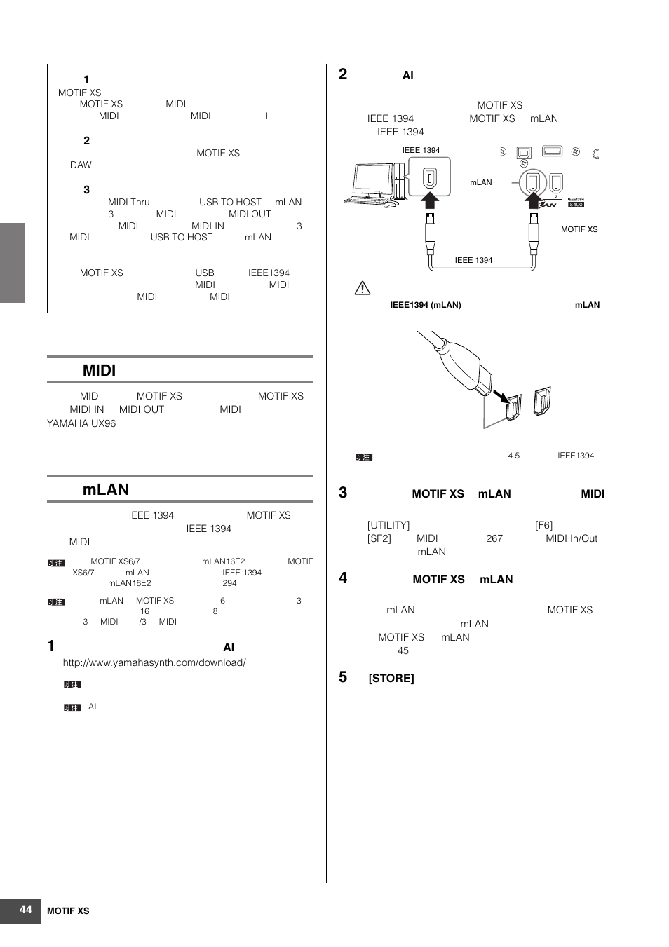Midi, Mlan | Yamaha MOTIF XS6 User Manual | Page 44 / 320