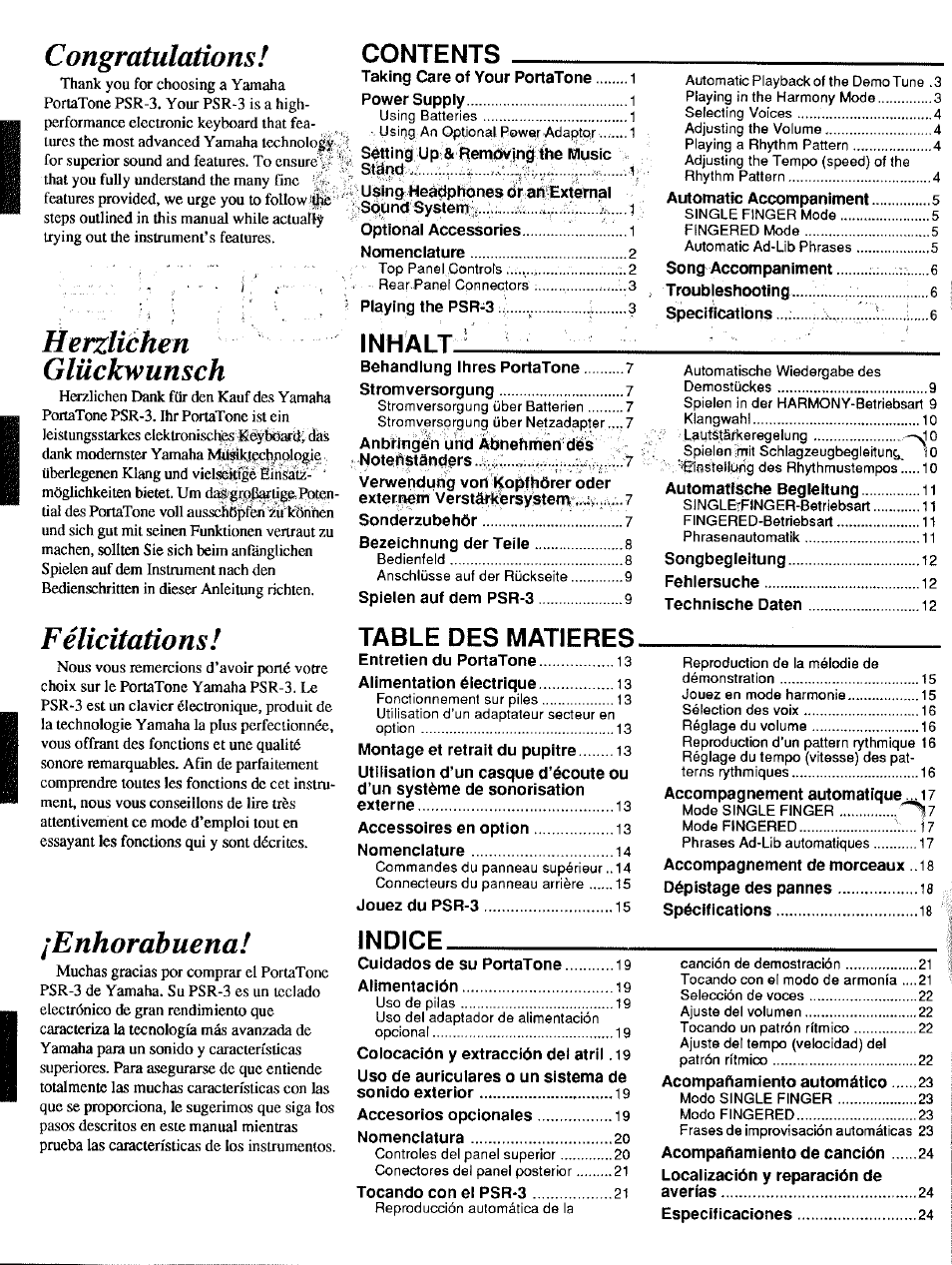 Yamaha Portatone PSR-3 User Manual | Page 2 / 12