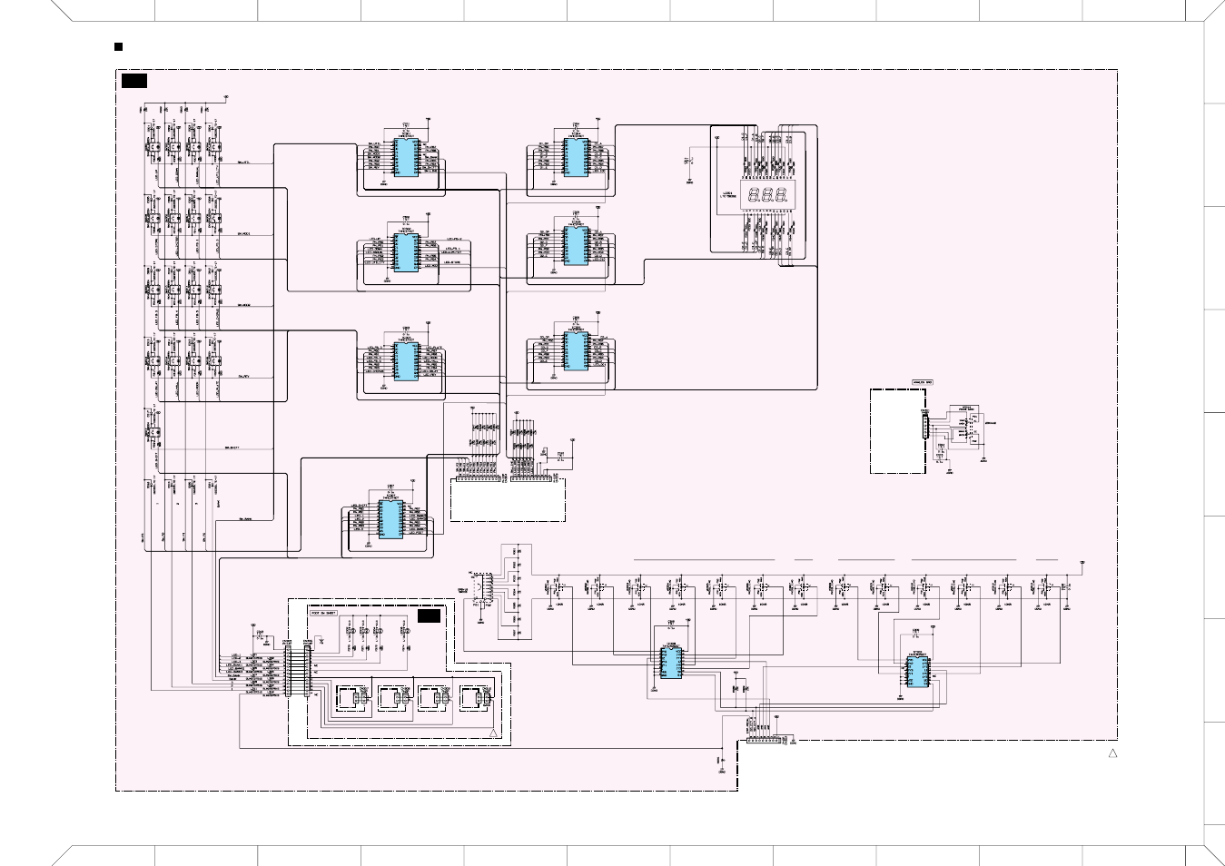 Overall circuit diagram, Pn1/2, Pn2/2 | Pn1/2-cn304), Pn1/2-cn302), Pn1/2-cn303), Pn: ic301~ic307, Pn: ic308, ic309, Pn 1/2 circuit board, Pn 2/2 circuit board | Yamaha AG-STOMP GA 011589 User Manual | Page 43 / 45