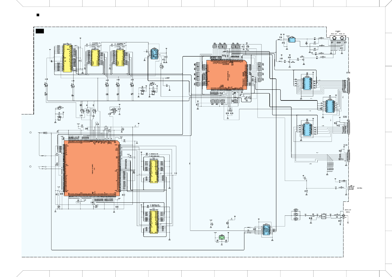 Dm1/2-2, Pb0~pb7, sw-r0~r3, Ic12 | Dout, Dm1/2-cn1), Dm1/2-cn3), An0~an3, select-a, select-b, Sw-100, sw-line, Dm1/2-cn2), Led-mod | Yamaha AG-STOMP GA 011589 User Manual | Page 45 / 45