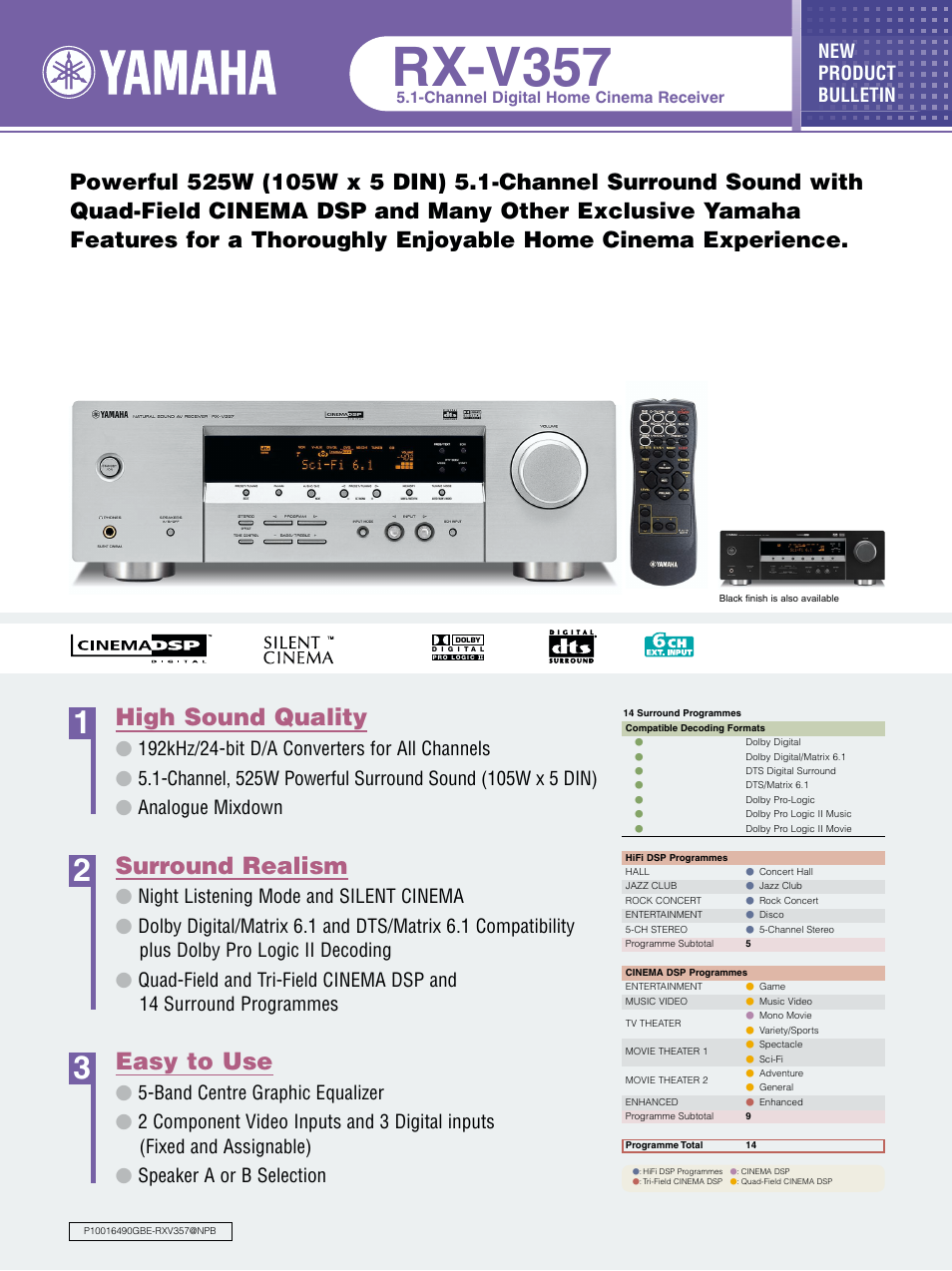 Yamaha RX-V357 User Manual | 2 pages