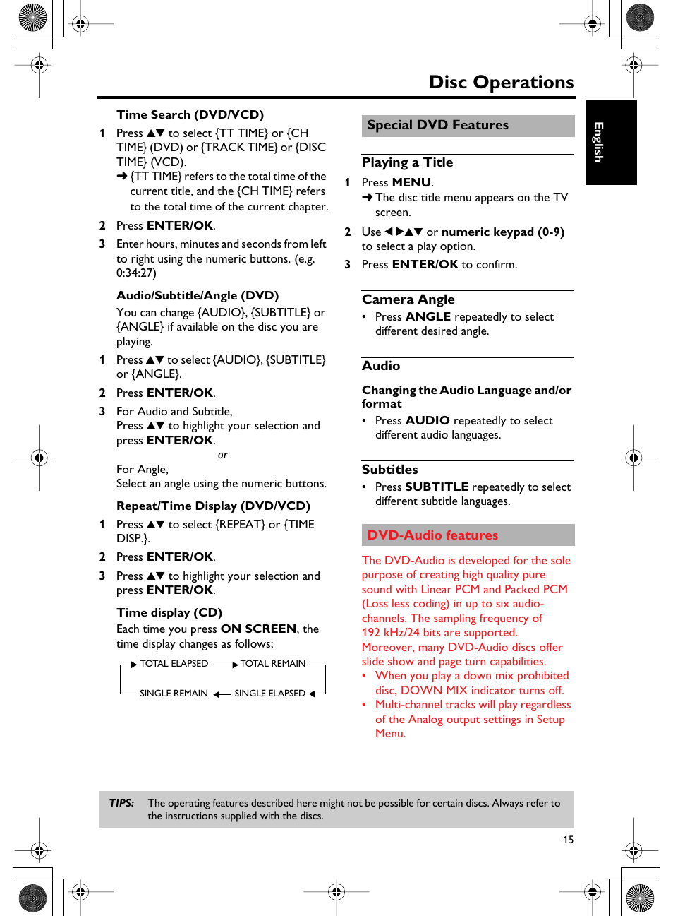 Disc operations | Yamaha DVD-C750 User Manual | Page 19 / 40
