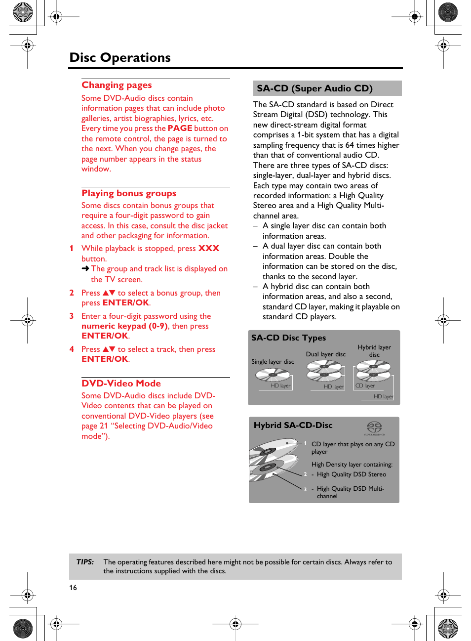 Disc operations | Yamaha DVD-C750 User Manual | Page 20 / 40