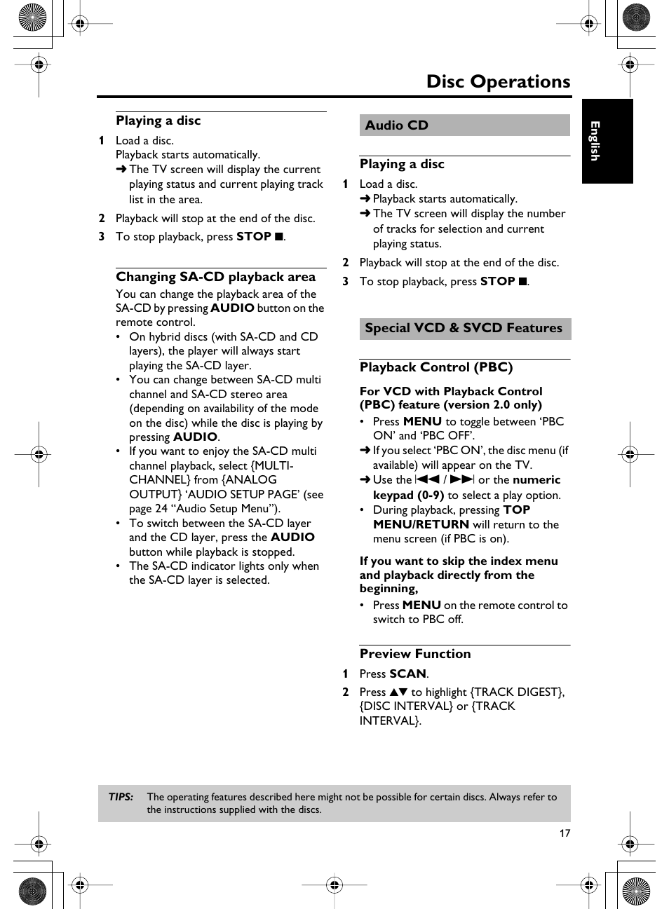 Disc operations | Yamaha DVD-C750 User Manual | Page 21 / 40