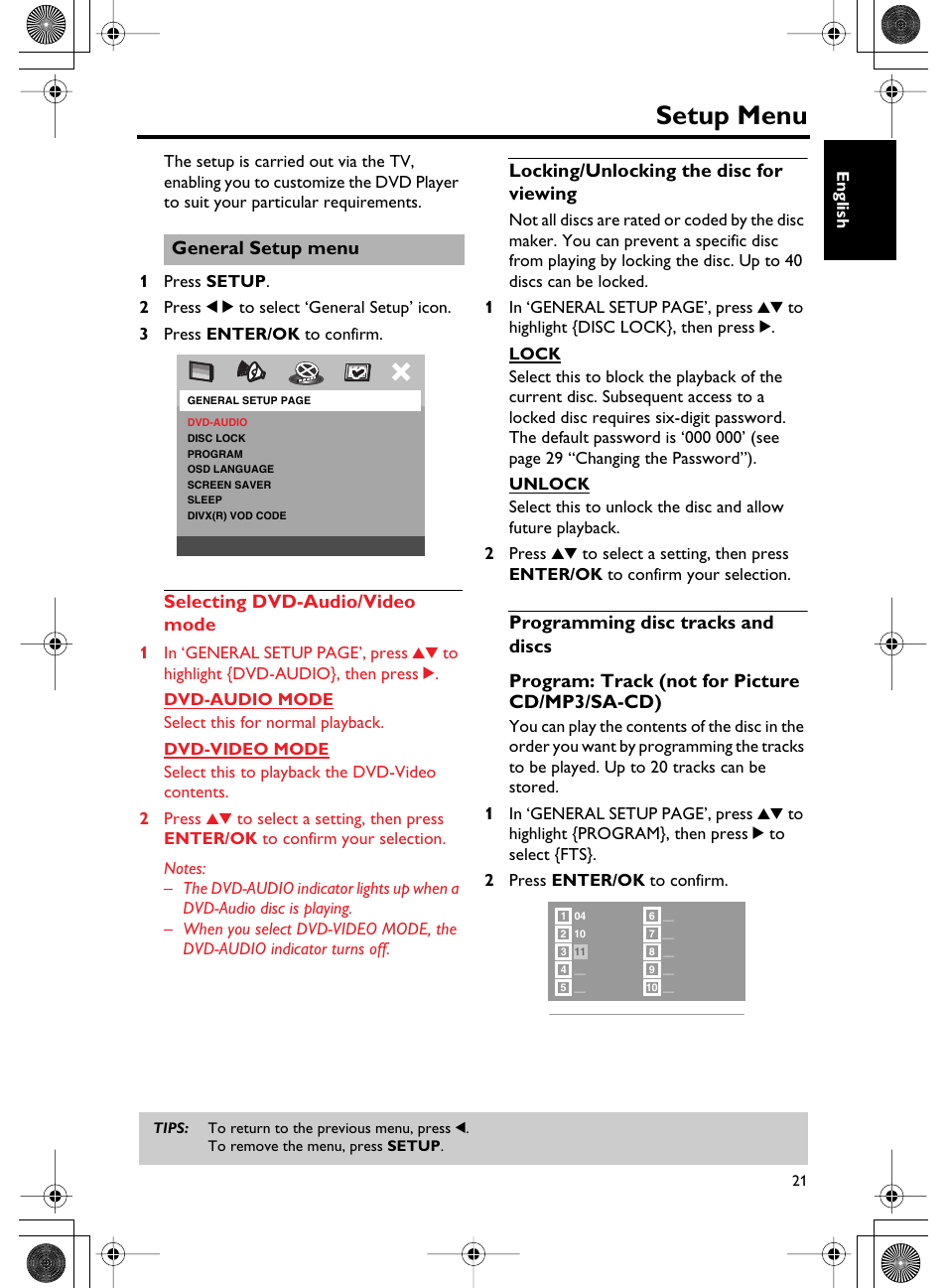 Setup menu | Yamaha DVD-C750 User Manual | Page 25 / 40