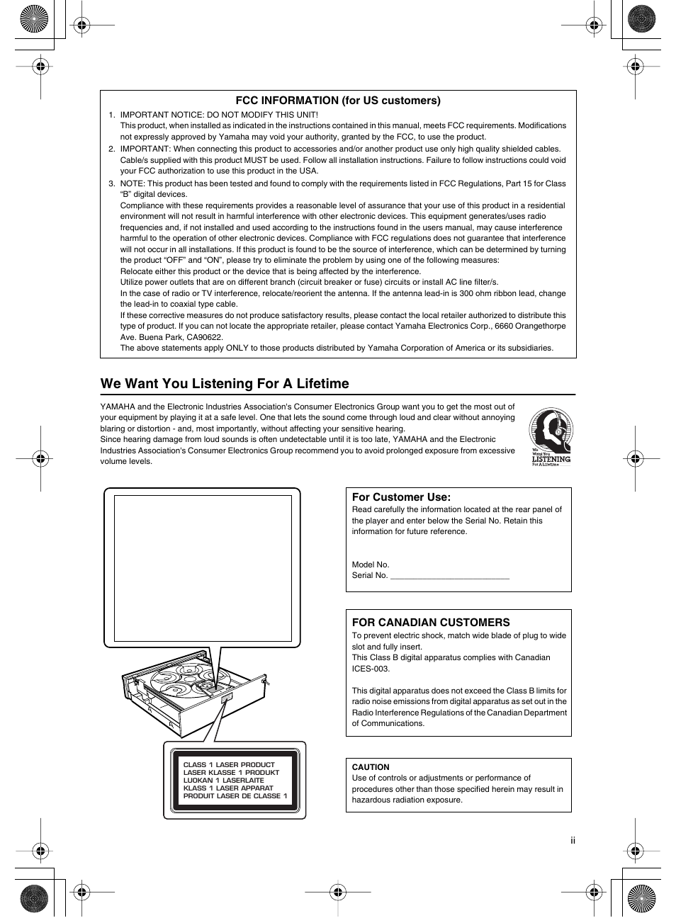 We want you listening for a lifetime | Yamaha DVD-C750 User Manual | Page 3 / 40