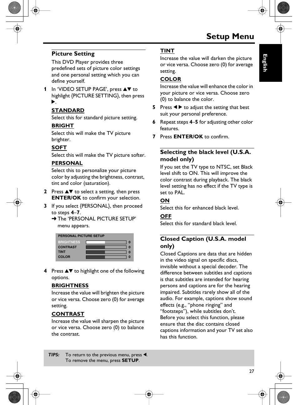 Setup menu | Yamaha DVD-C750 User Manual | Page 31 / 40