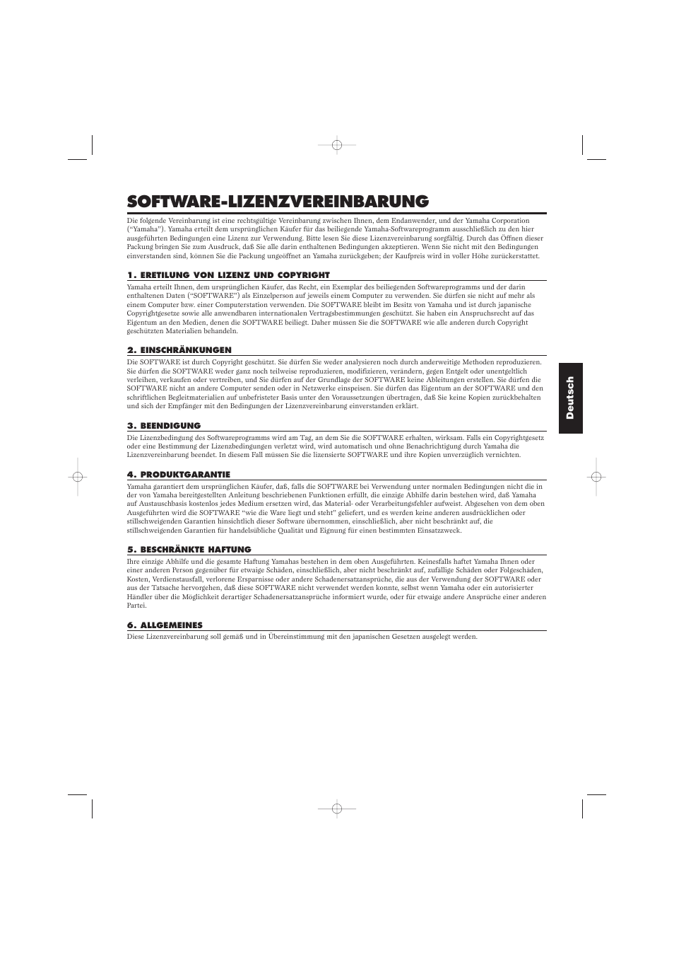 Software-lizenzvereinbarung | Yamaha Floppy Disks A5000 User Manual | Page 23 / 24