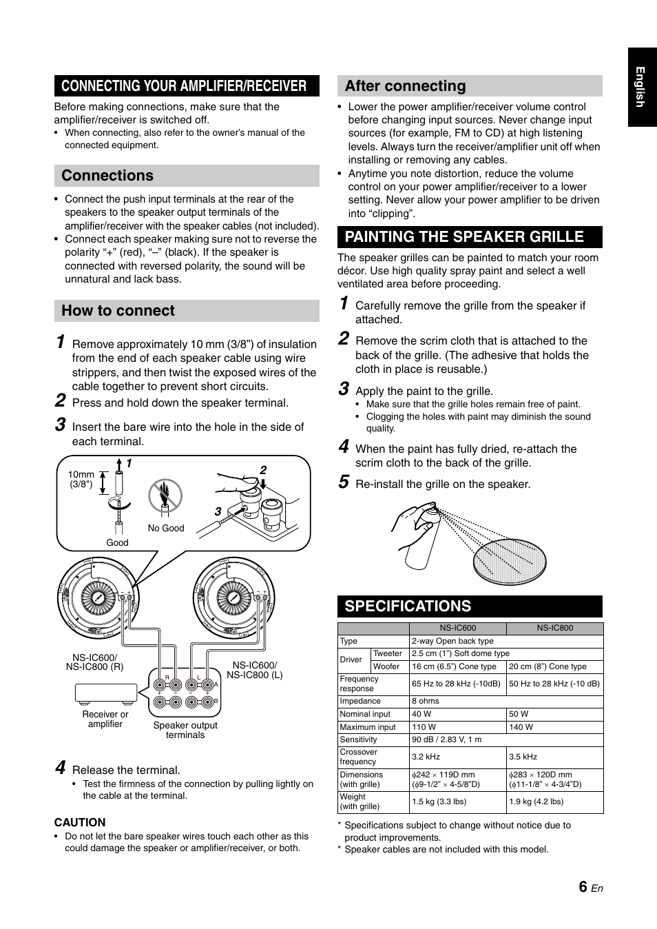 Yamaha In-Ceiling Speaker NS-IC600/NS-IC800 User Manual | Page 7 / 8