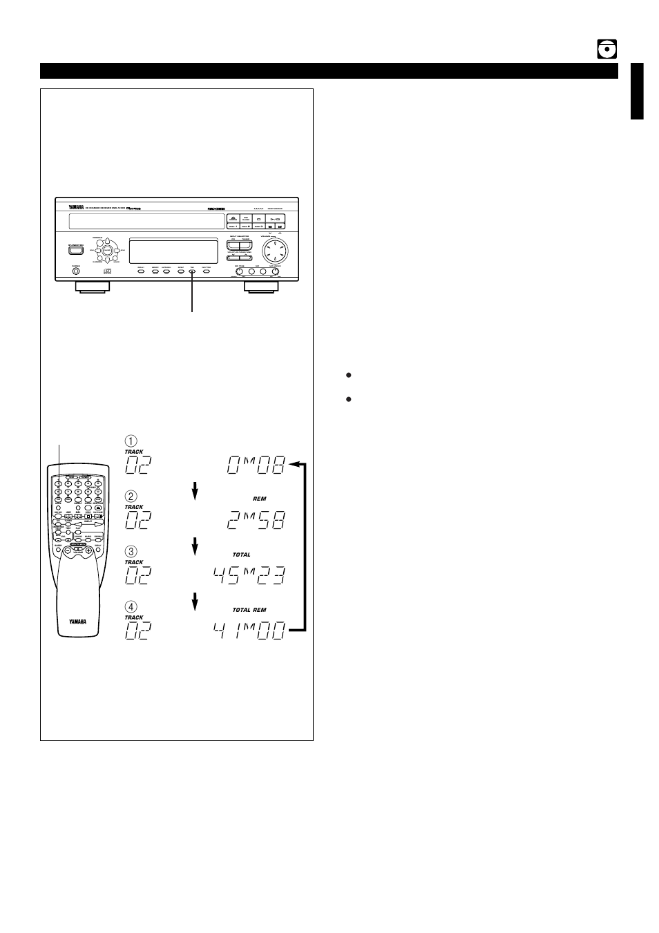 Switching the time display, E-25 english, Compact disc player operation | Time, Time adj timer hour min, Soft normal max min echo echo | Yamaha EMX120CD User Manual | Page 33 / 53