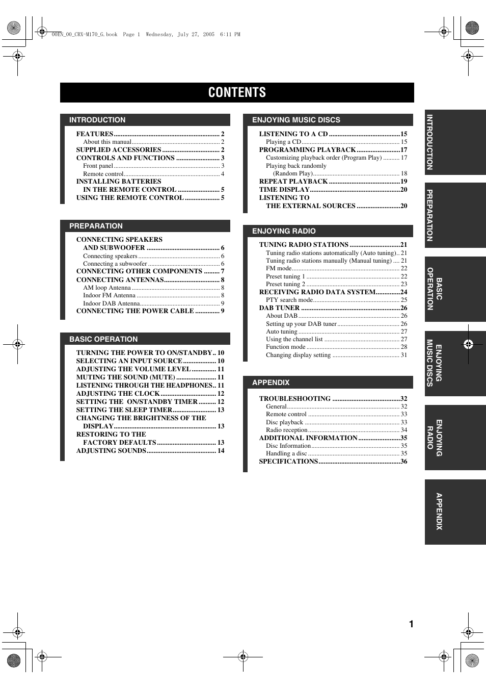 Yamaha M170 User Manual | Page 3 / 40