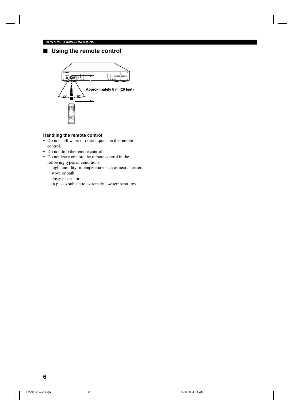 Using the remote control | Yamaha AVX-S80 User Manual | Page 10 / 55