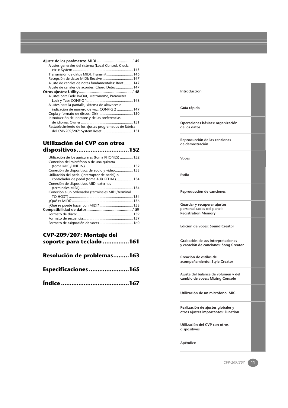 Utilización del cvp con otros dispositivos | Yamaha CVP-209  ES User Manual | Page 11 / 176
