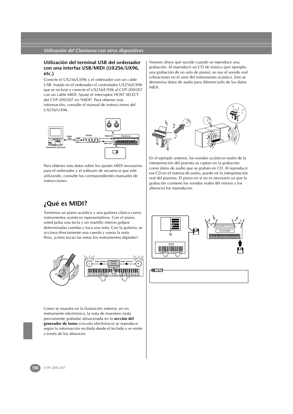 Qué es midi, Utilización del clavinova con otros dispositivos, Nec pc-9821 as nec multisync | Yamaha CVP-209  ES User Manual | Page 156 / 176