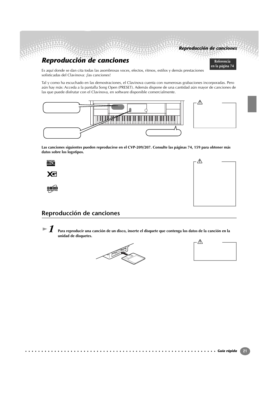 Reproducción de canciones | Yamaha CVP-209  ES User Manual | Page 21 / 176