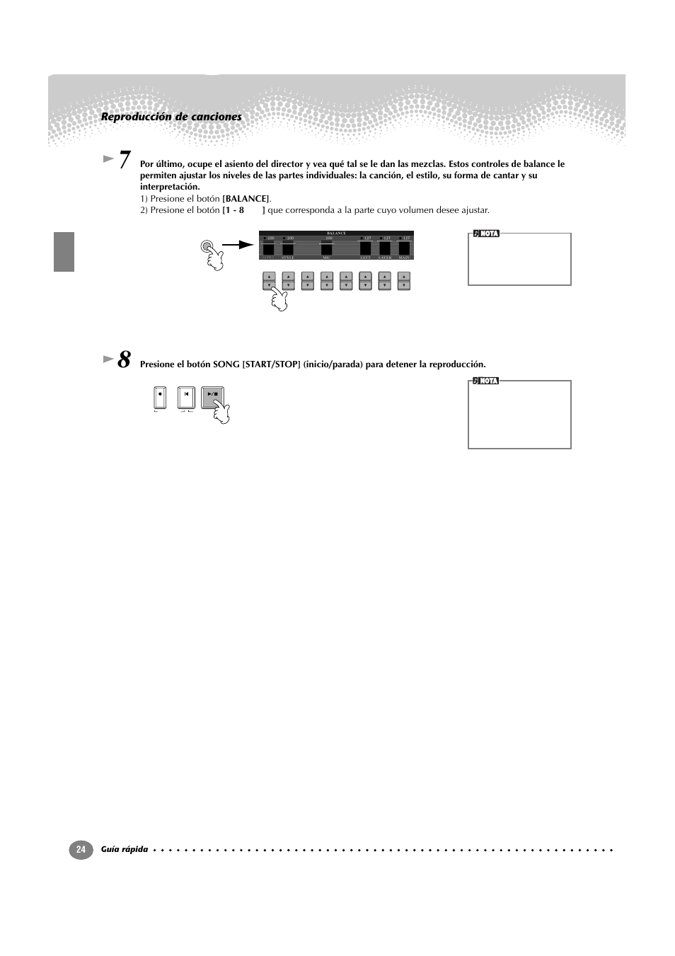 Reproducción de canciones | Yamaha CVP-209  ES User Manual | Page 24 / 176