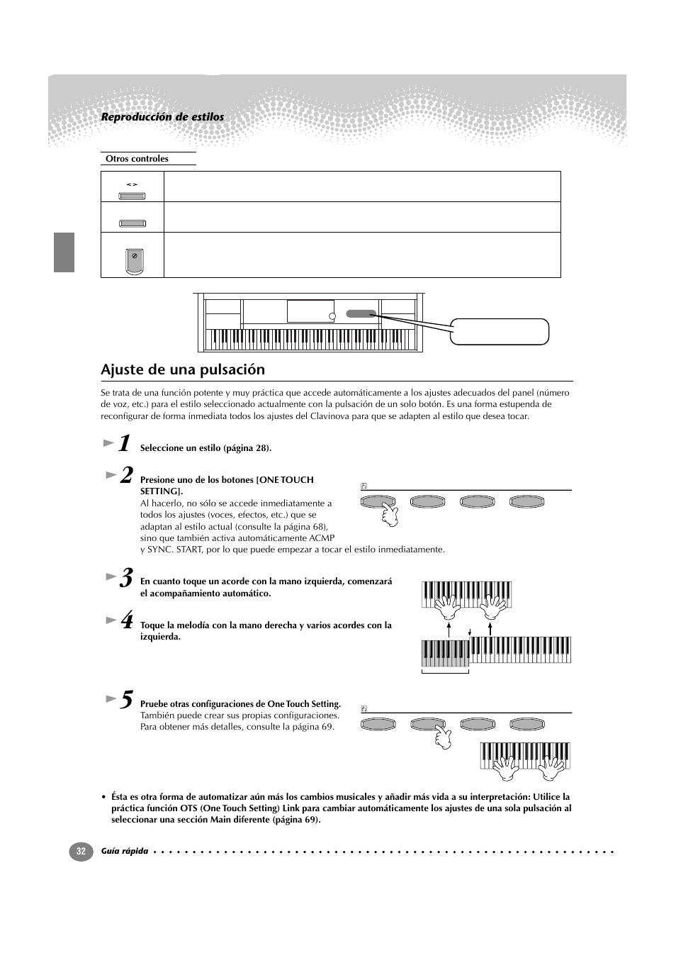 Ajuste de una pulsación | Yamaha CVP-209  ES User Manual | Page 32 / 176