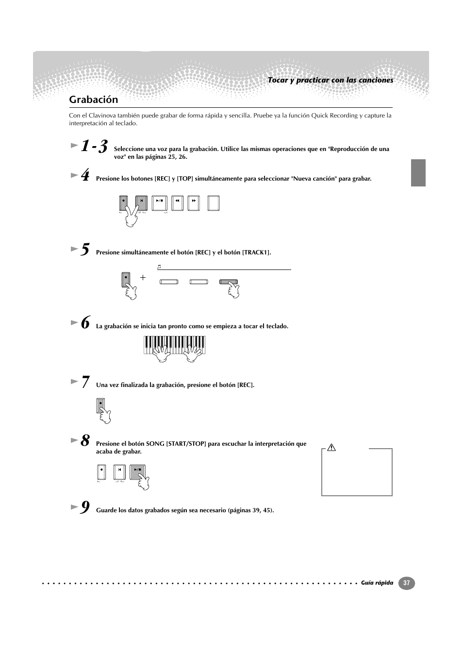 Grabación | Yamaha CVP-209  ES User Manual | Page 37 / 176