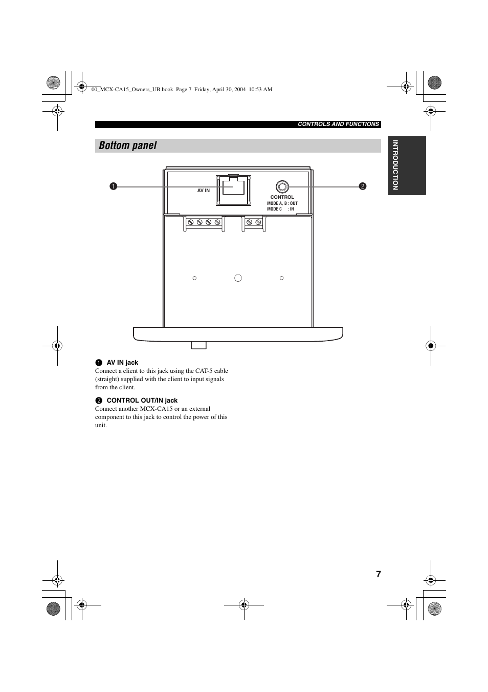Bottom panel | Yamaha MCX-CA15 User Manual | Page 11 / 20