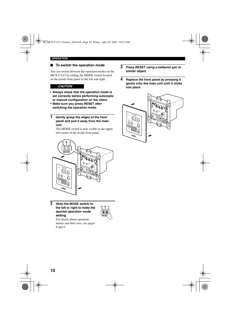 Operation | Yamaha MCX-CA15 User Manual | Page 14 / 20