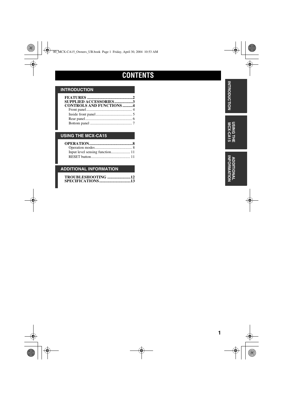 Yamaha MCX-CA15 User Manual | Page 5 / 20