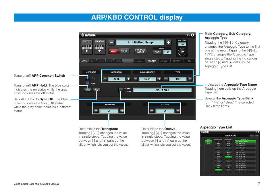 Arp/kbd control display | Yamaha MOTIF XF User Manual | Page 7 / 11