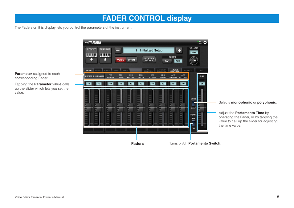 Fader control display | Yamaha MOTIF XF User Manual | Page 8 / 11