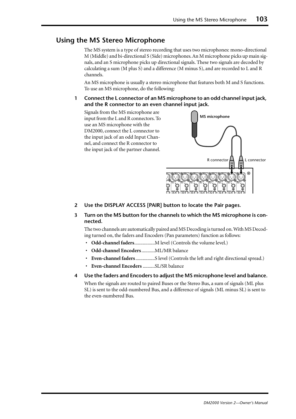 Using the ms stereo microphone | Yamaha WC42260 User Manual | Page 103 / 403