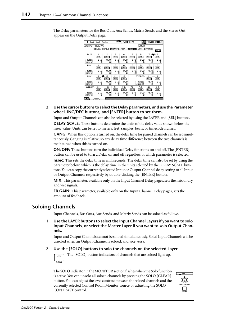 Soloing channels | Yamaha WC42260 User Manual | Page 142 / 403