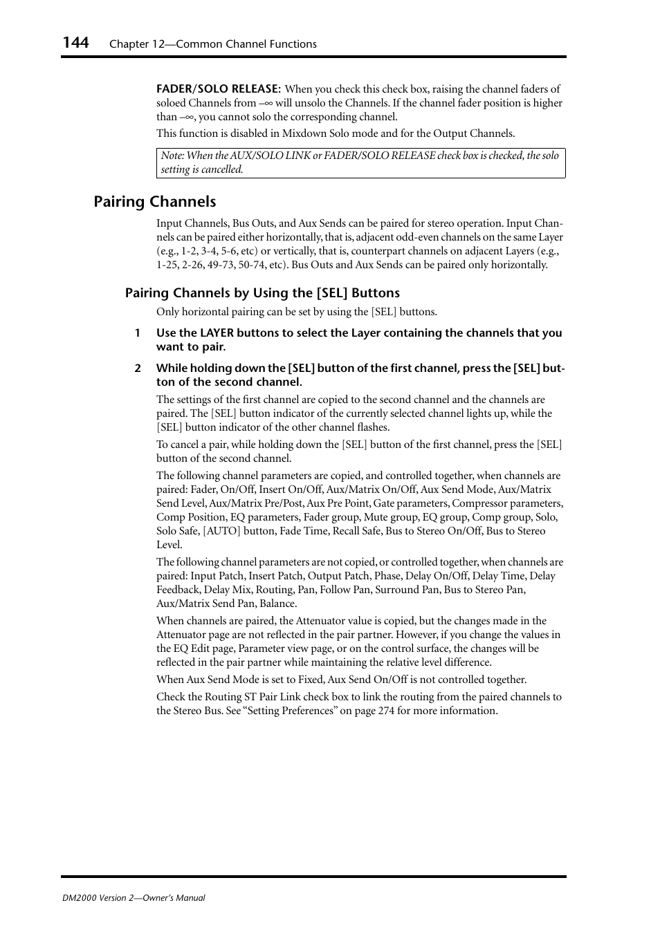 Pairing channels | Yamaha WC42260 User Manual | Page 144 / 403