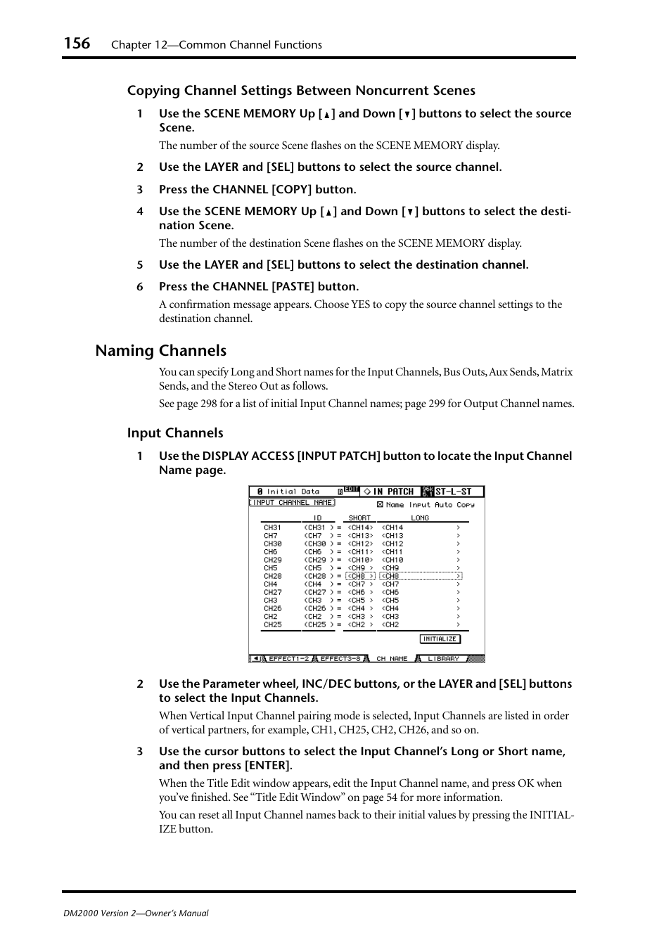 Naming channels | Yamaha WC42260 User Manual | Page 156 / 403