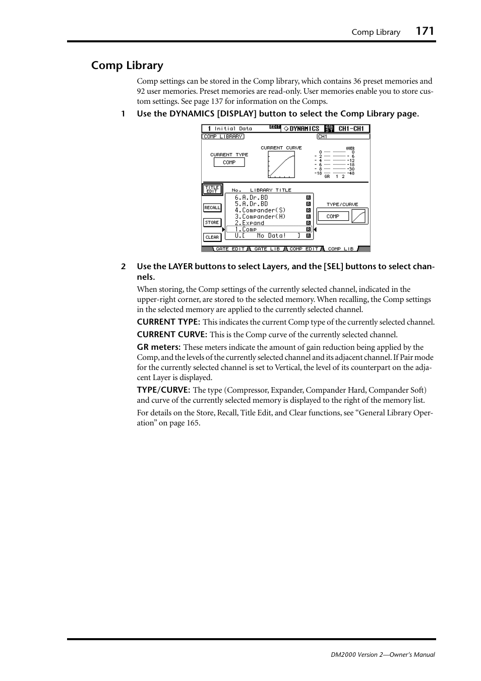Comp library | Yamaha WC42260 User Manual | Page 171 / 403