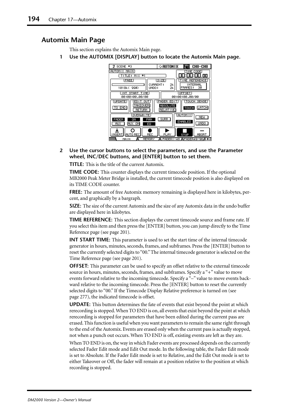 Automix main page | Yamaha WC42260 User Manual | Page 194 / 403