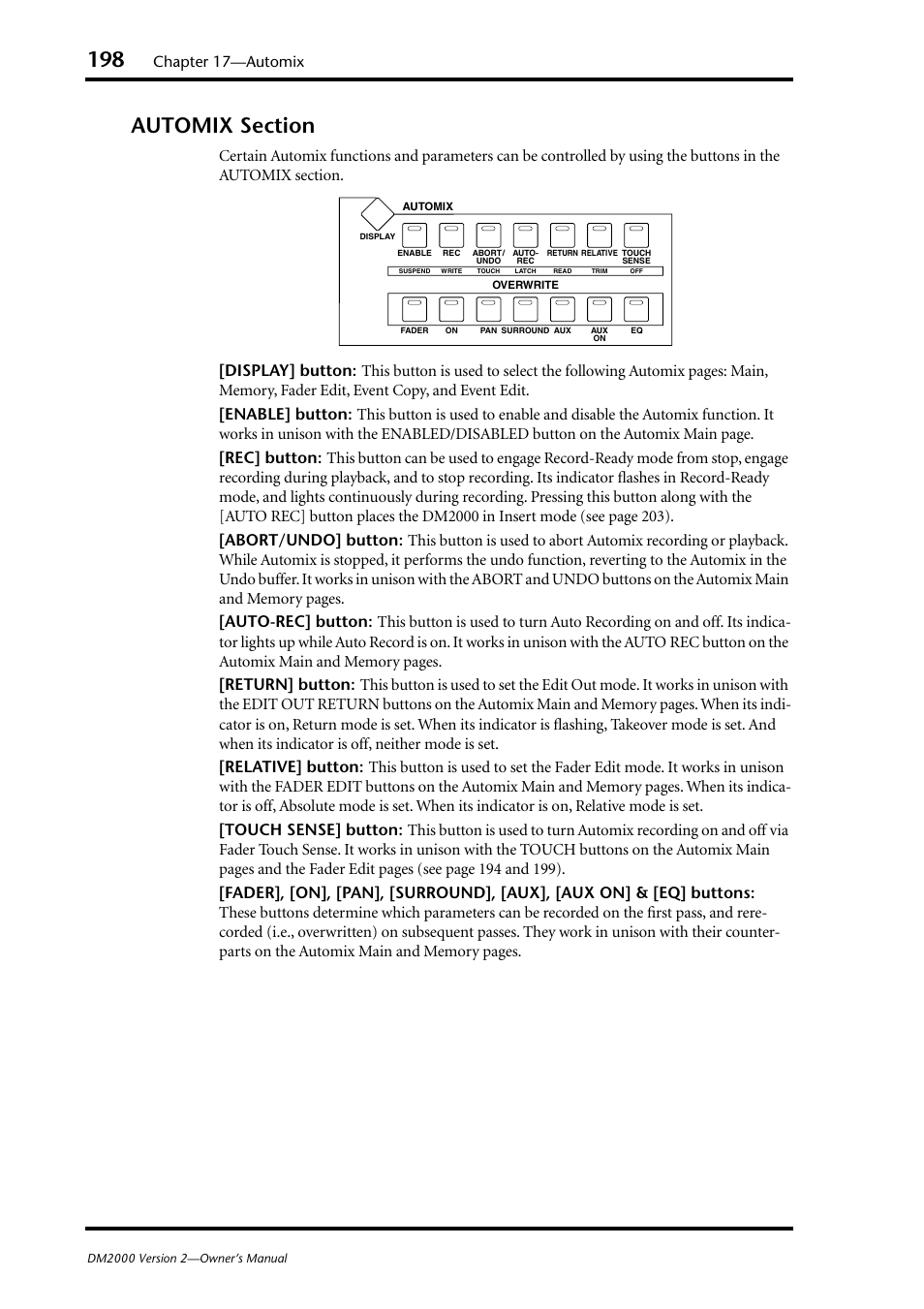 Automix section, Chapter 17—automix | Yamaha WC42260 User Manual | Page 198 / 403