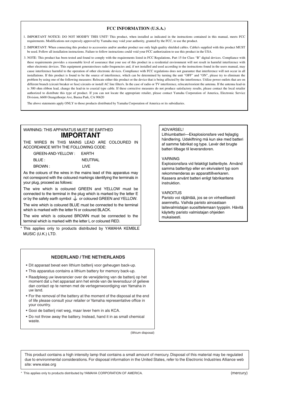 Important | Yamaha WC42260 User Manual | Page 2 / 403