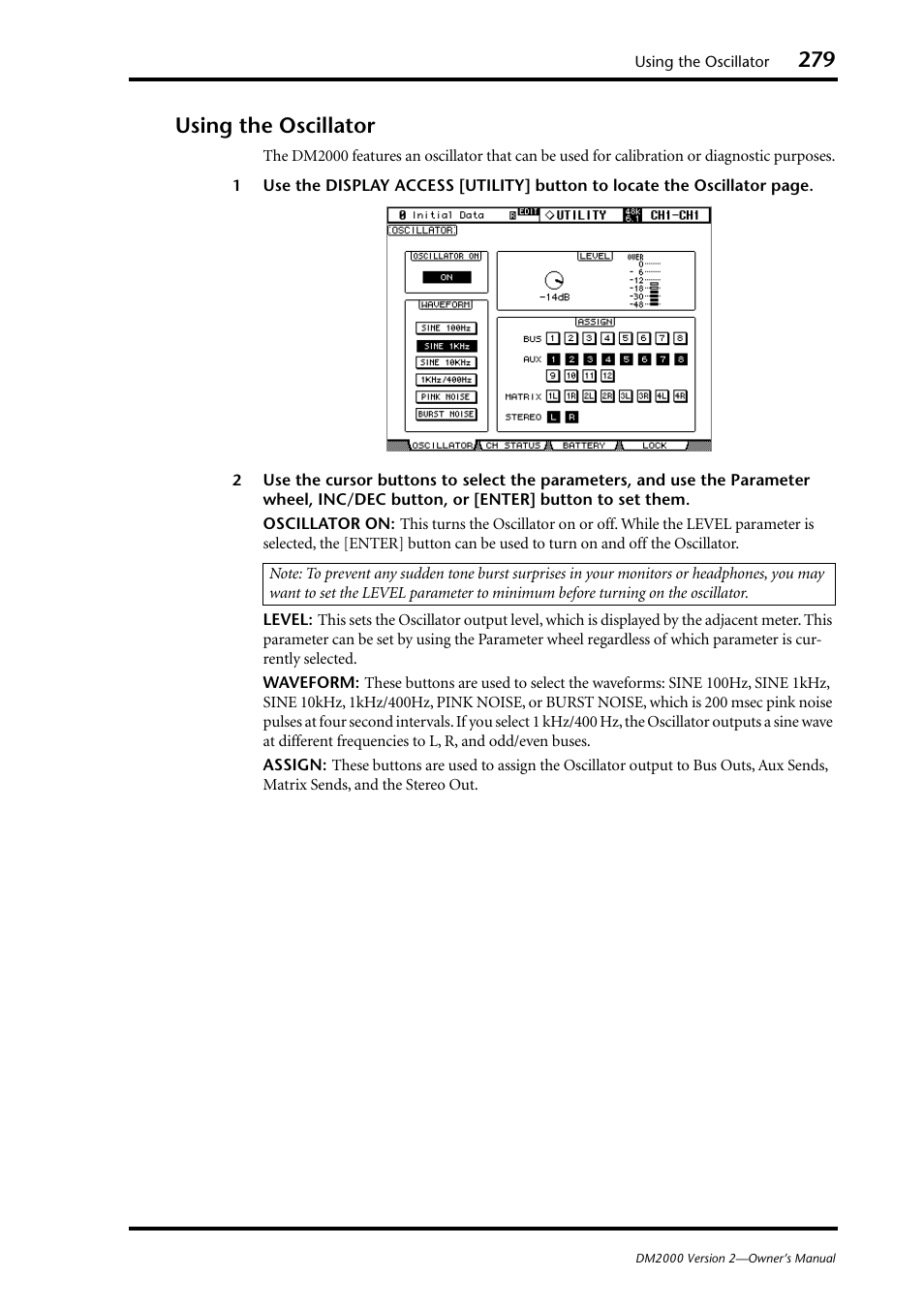 Using the oscillator | Yamaha WC42260 User Manual | Page 279 / 403