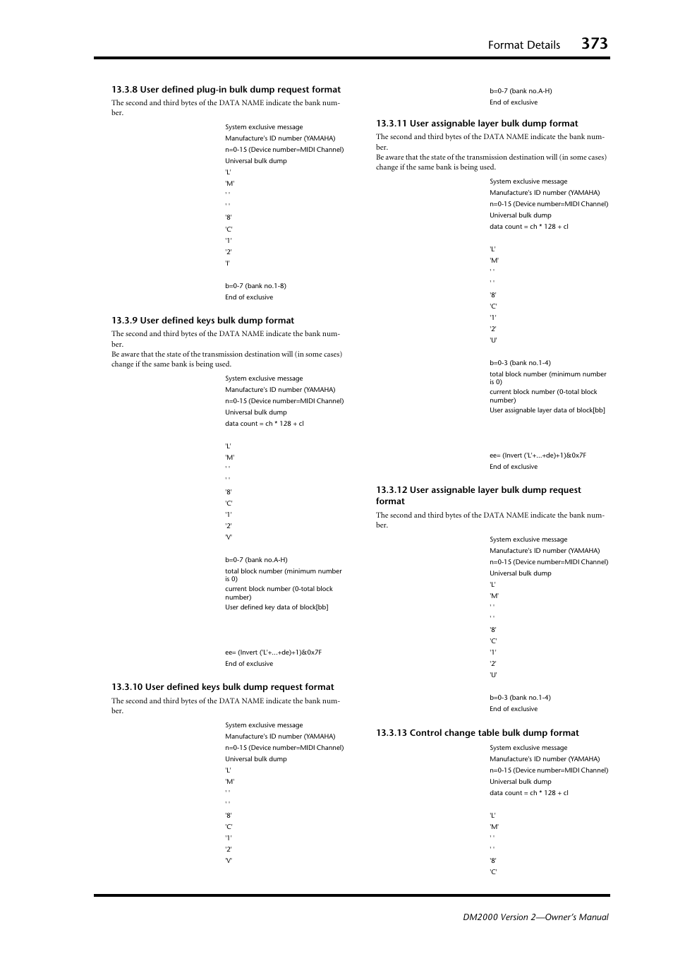 Format details | Yamaha WC42260 User Manual | Page 373 / 403