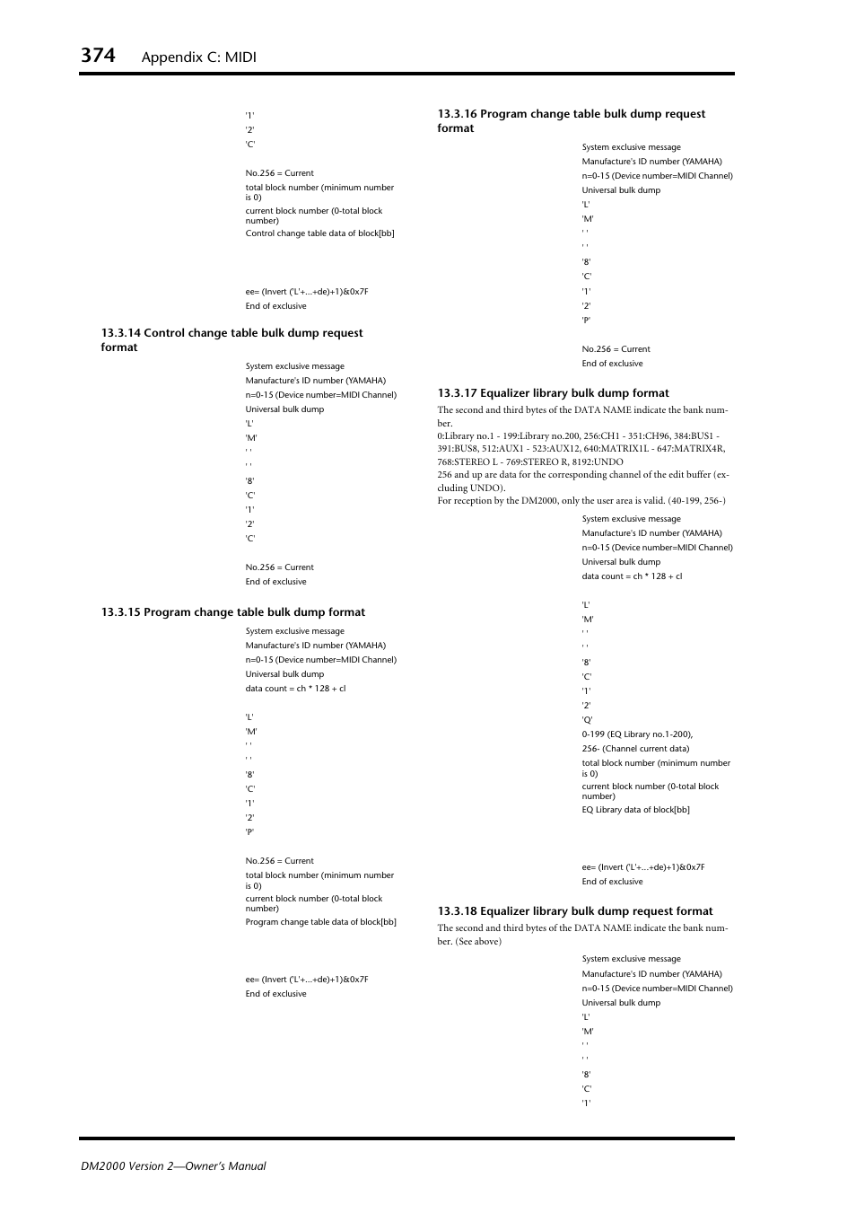 Appendix c: midi | Yamaha WC42260 User Manual | Page 374 / 403