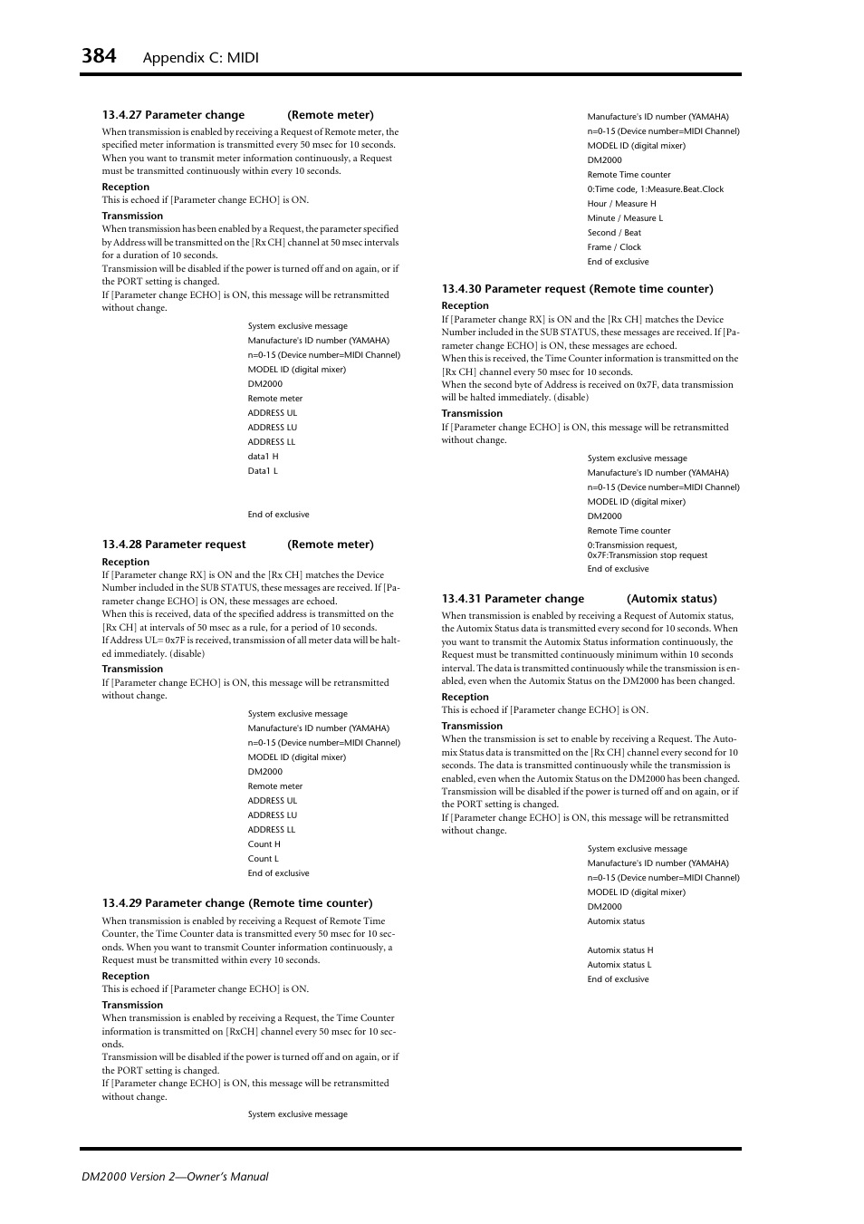 Appendix c: midi | Yamaha WC42260 User Manual | Page 384 / 403