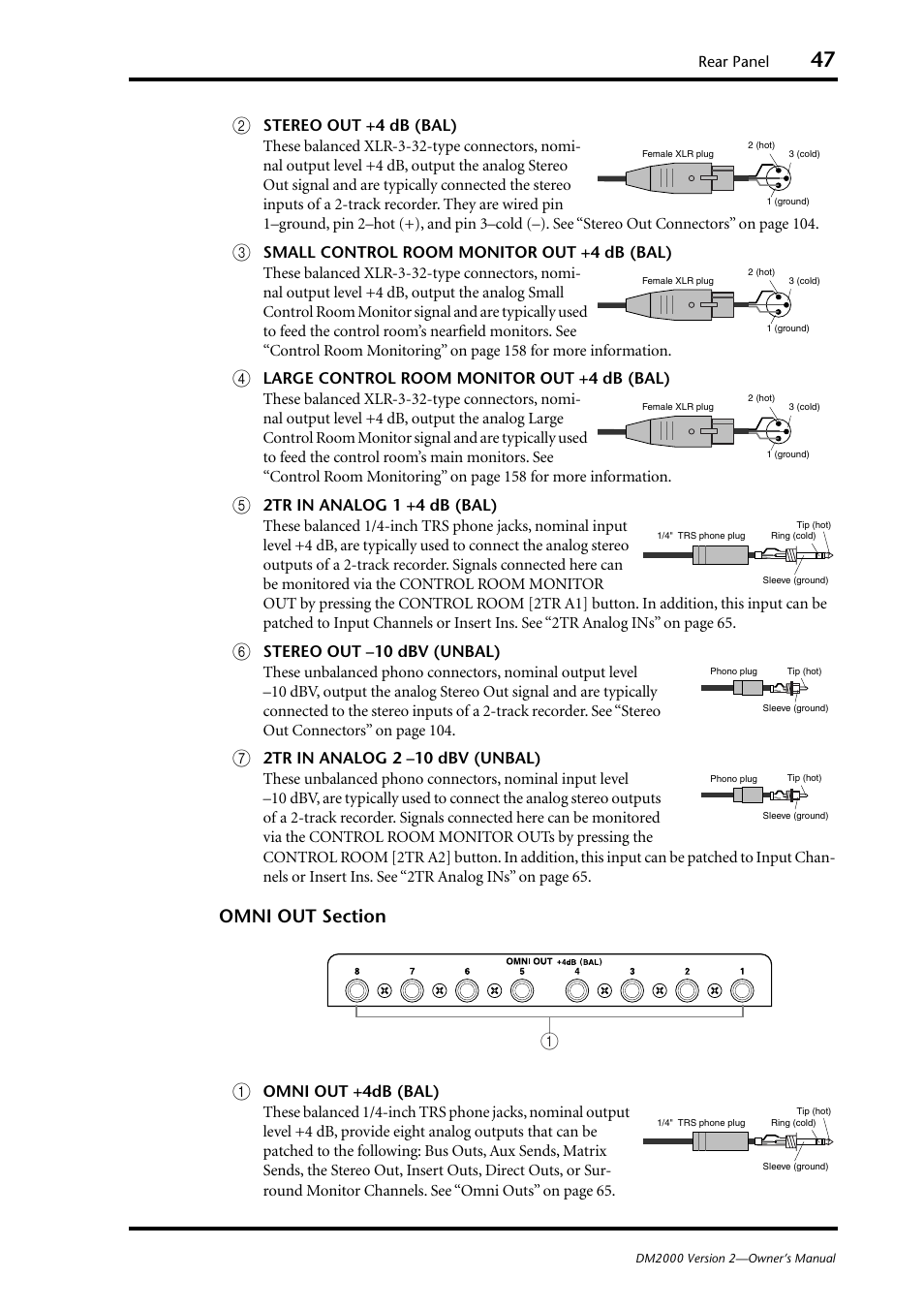 Omni out section (p. 47) | Yamaha WC42260 User Manual | Page 47 / 403