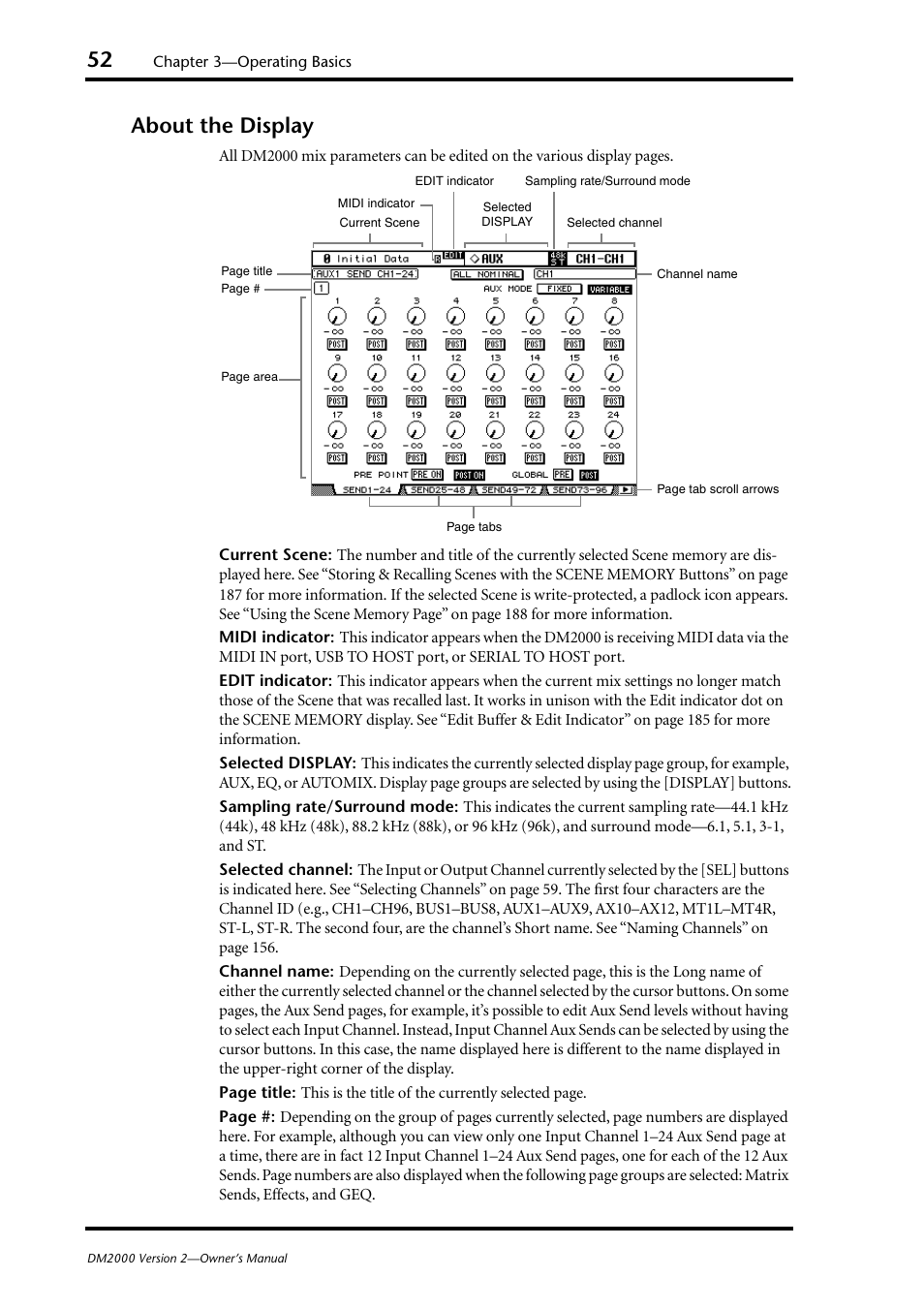 About the display | Yamaha WC42260 User Manual | Page 52 / 403