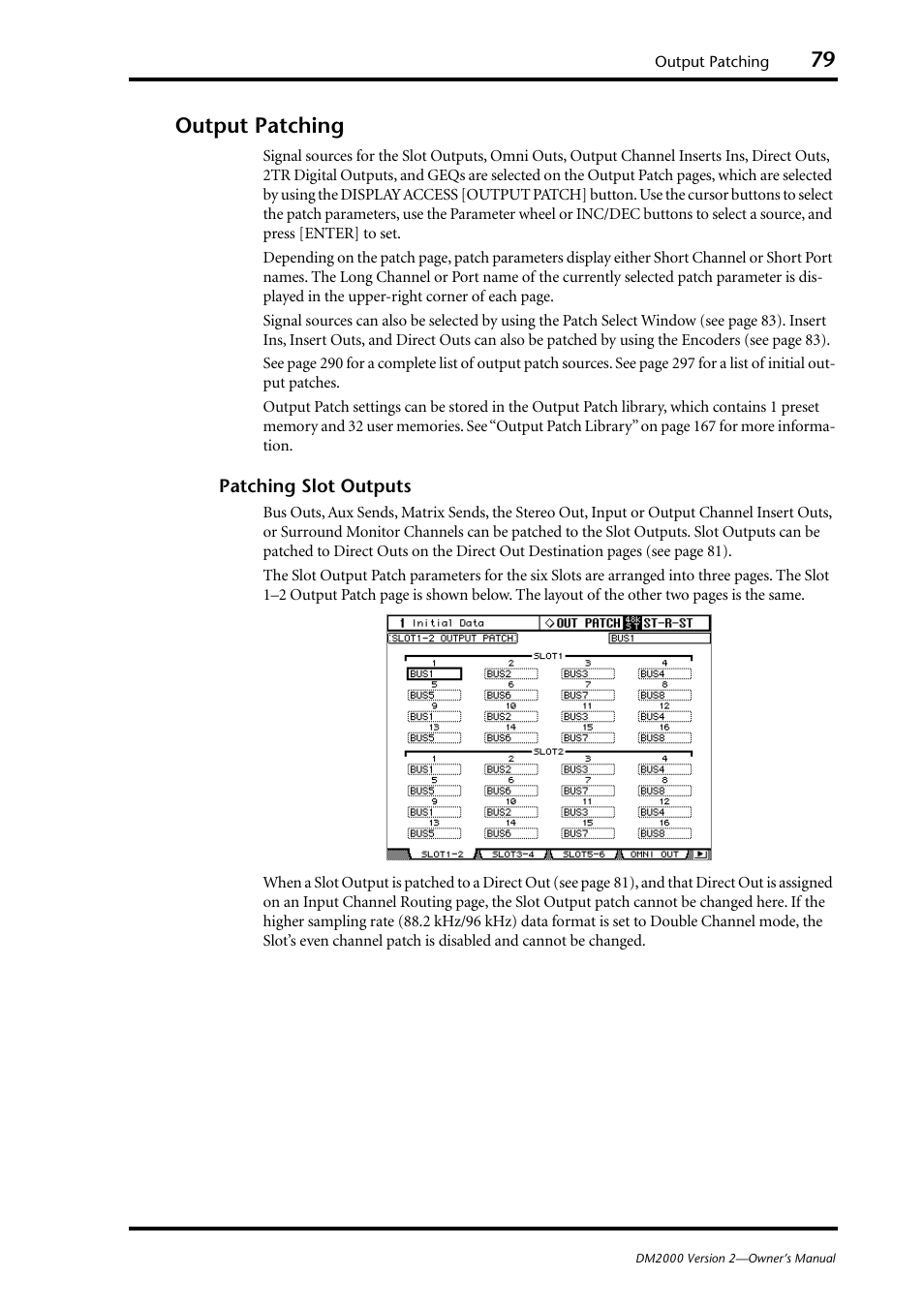 Output patching | Yamaha WC42260 User Manual | Page 79 / 403