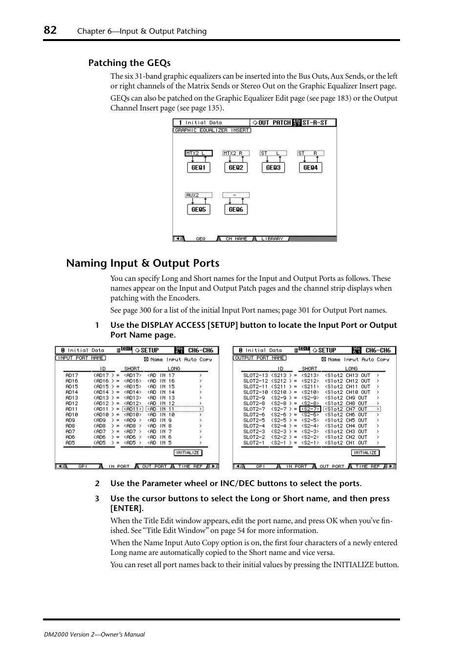 Naming input & output ports | Yamaha WC42260 User Manual | Page 82 / 403