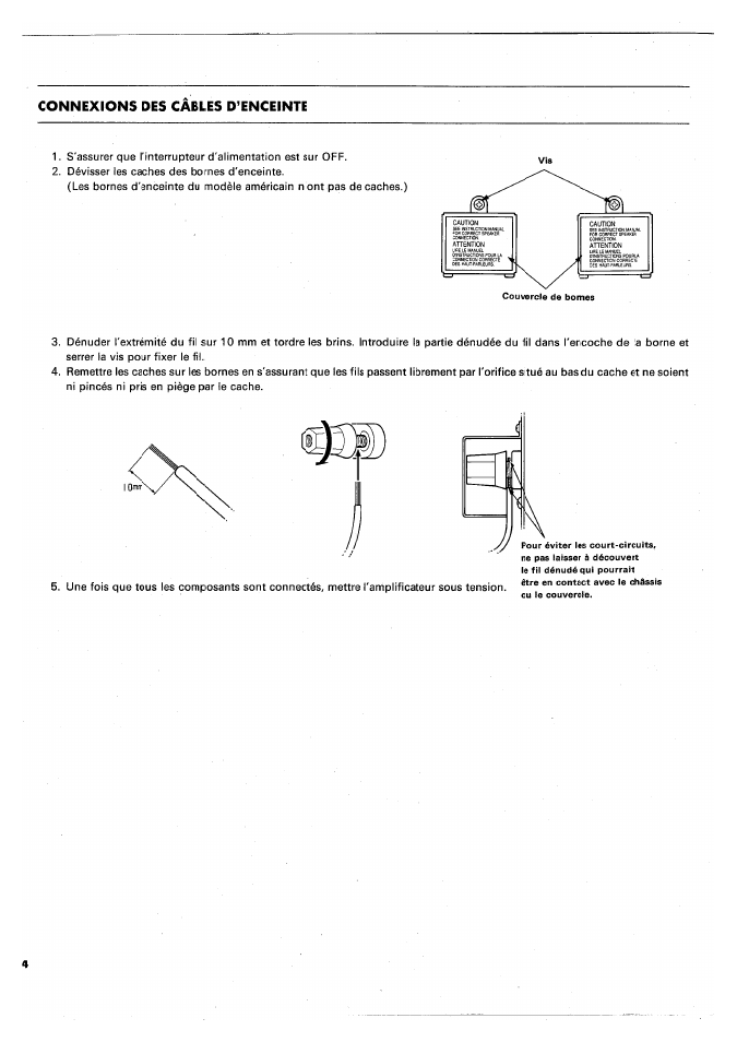 Connexions des cables d’enceinte | Yamaha PC4002M User Manual | Page 20 / 43