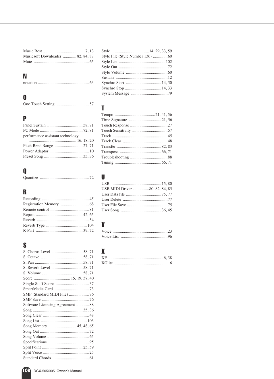Yamaha DGX-305 User Manual | Page 108 / 112