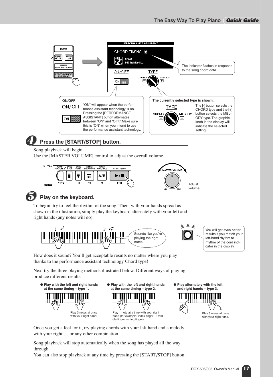 Yamaha DGX-305 User Manual | Page 17 / 112